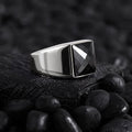 Men’s Silver Square Signet Ring with Onyx Black Zircon Red Agate Mother of Pearl Tiger Eye Blue Sapphire (Copy) Othello