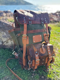 Heritage 45L Versatile Backpack: Handmade Leather & Canvas for Bushcraft, Travel & Daily Use 99percenthandmade