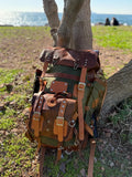Heritage 45L Versatile Backpack: Handmade Leather & Canvas for Bushcraft, Travel & Daily Use 99percenthandmade