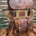 Heritage 45L Versatile Backpack: Handmade Leather & Canvas for Bushcraft, Travel & Daily Use 99percenthandmade 25 Liter Brown - Brown Color Straps