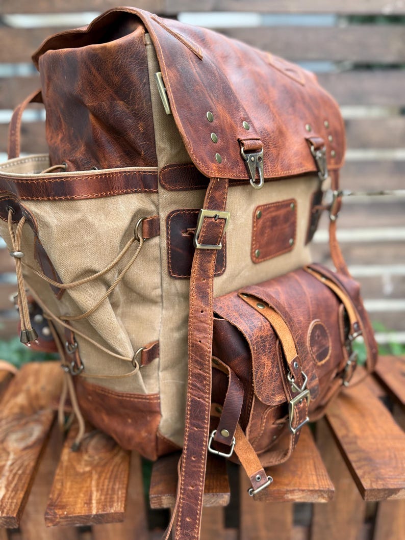canvas and leather business backpack Field Green It starts crisp and character is woven in with every day of carry Canvas Backpack Clayton &