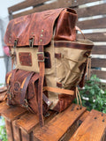 Heritage 45L Versatile Backpack: Handmade Leather & Canvas for Bushcraft, Travel & Daily Use - 99percenthandmade - 99percenthandmade - 25 Liter - Black - Brown Color Straps - 