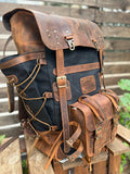 Heritage 45L Versatile Backpack: Handmade Leather & Canvas for Bushcraft, Travel & Daily Use - 99percenthandmade - 99percenthandmade - 25 Liter - Brown - Brown Color Straps - 