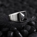 Men’s Silver Square Signet Ring with Onyx Black Zircon Red Agate Mother of Pearl Tiger Eye Blue Sapphire (Copy) Othello