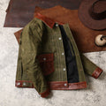 Waxed Canvas And Leather Jacket | Tailored to Your Size | Brown | Green | Black | Leather Jacket | Canvas Jacket | Gifts For Men 99percenthandmade