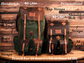 Handmade Camping Backpack, Brown Leather, Brown-Green Waxed Canvas.  Best Backpack-Rucksack for Bushcraft, Camping, Outdoor, Hiking. 30 Liter backpack, 40 liter backpack, 50 Liter backpack, 60 Liter backpack, 70 liter backpack, 80 liter backpack,