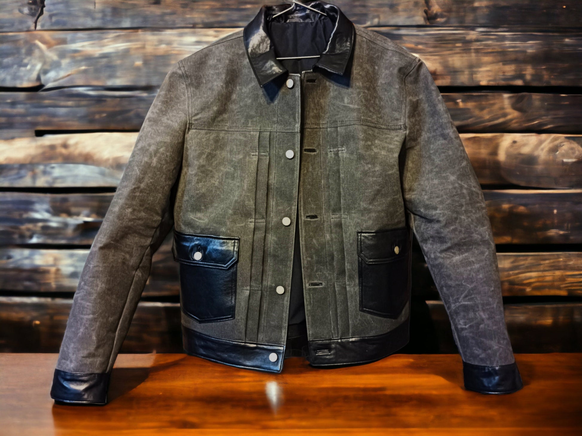 Brown Leather Waxed Canvas Jacket | Biker Jacket | Handmade Jacket | Tailored to Your Size | Black | Green | Leather Jacket | 99percenthandmade