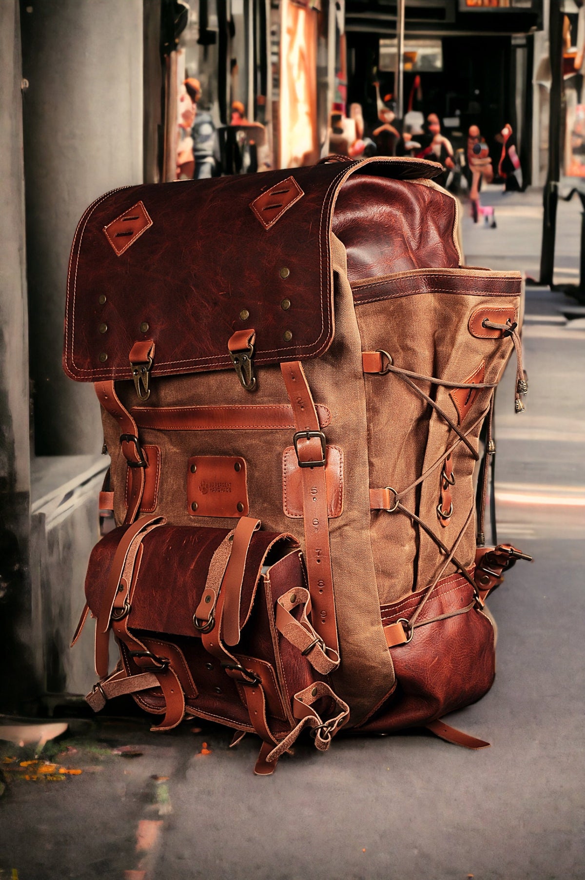 Limited Handmade Leather and Canvas Backpack | Travel Backpack | Handmade Backpack | Hiking Backpack | 35L- 45L | Daily Use