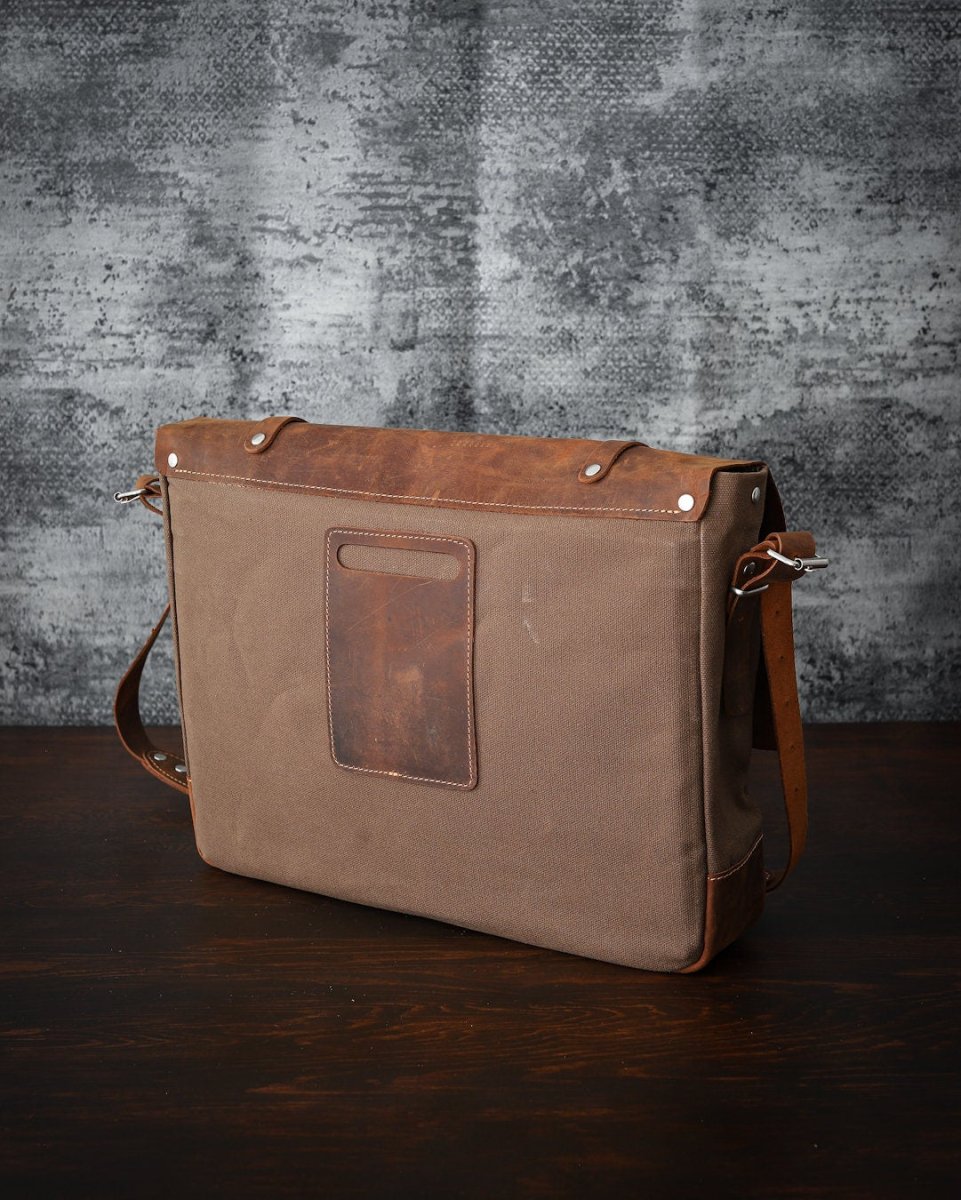 Handmade Messenger bag, Laptop Bag, Briefcase Bag. Size : 13 inch to 17 inch with Brown-Green Color Options  99percenthandmade   