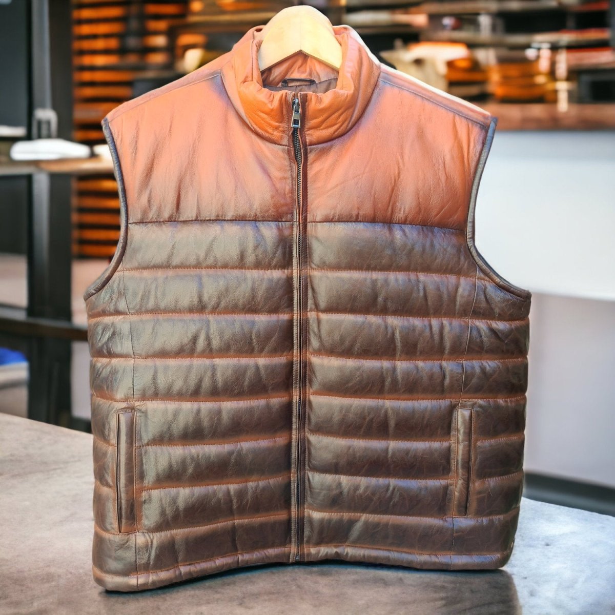 Handmade Leather Down Vest Tailored to Your Size lambskin, Gifts For Men, Christmas Gift 99percenthandmade