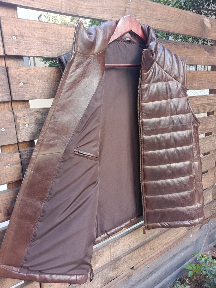 Handmade Leather Down Vest Tailored to Your Size lambskin, Gifts For Men, Christmas Gift 99percenthandmade