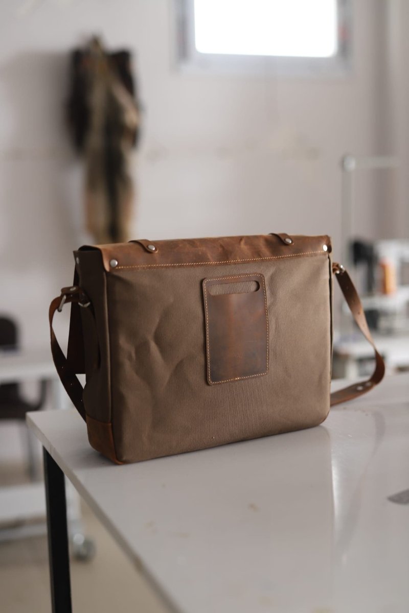 Handmade Messenger bag, Laptop Bag, Briefcase Bag. Size : 13 inch to 17 inch with Brown-Green Color Options  99percenthandmade   
