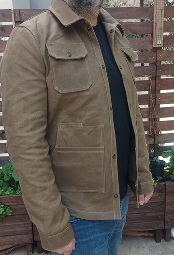 Summer Jacket | Waxed Canvas Jacket | Tailored to Your Size | Brown | Green | Leather Jacket | Canvas Jacket | Gifts For Men 99percenthandmade