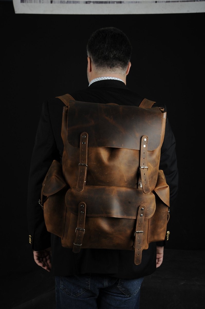 100 mens genuine leather backpack Limited