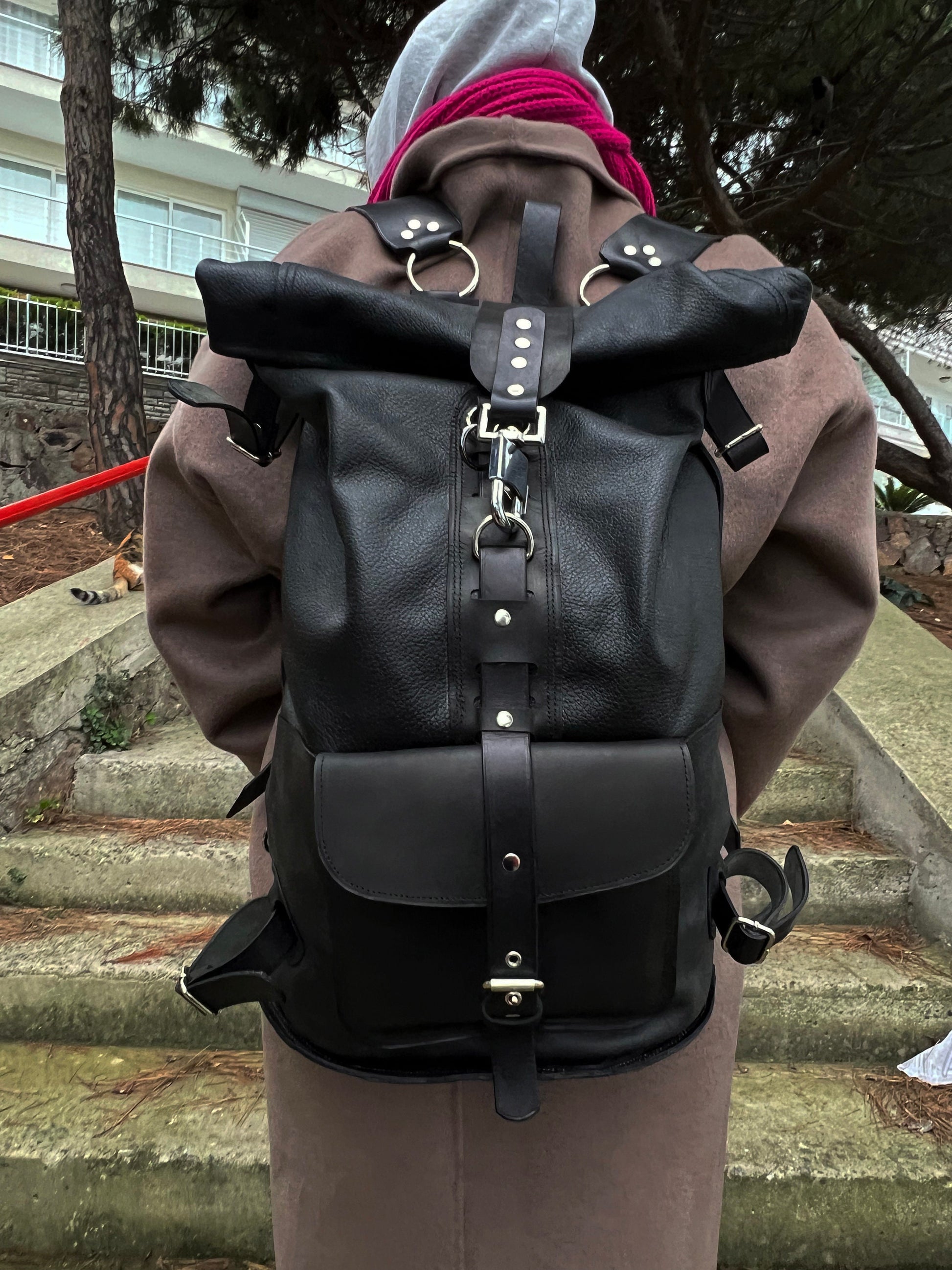black leather roll top backpack Limited | Handmade Leather Rolltop Backpack | Laptop Backpack