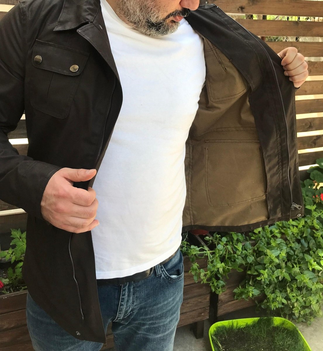 Summer Jacket | Slightly Waxed Canvas Unlined Jacket | Tailored to Your Size | Green | You will look fitter than you are | Gifts For Men 99percenthandmade