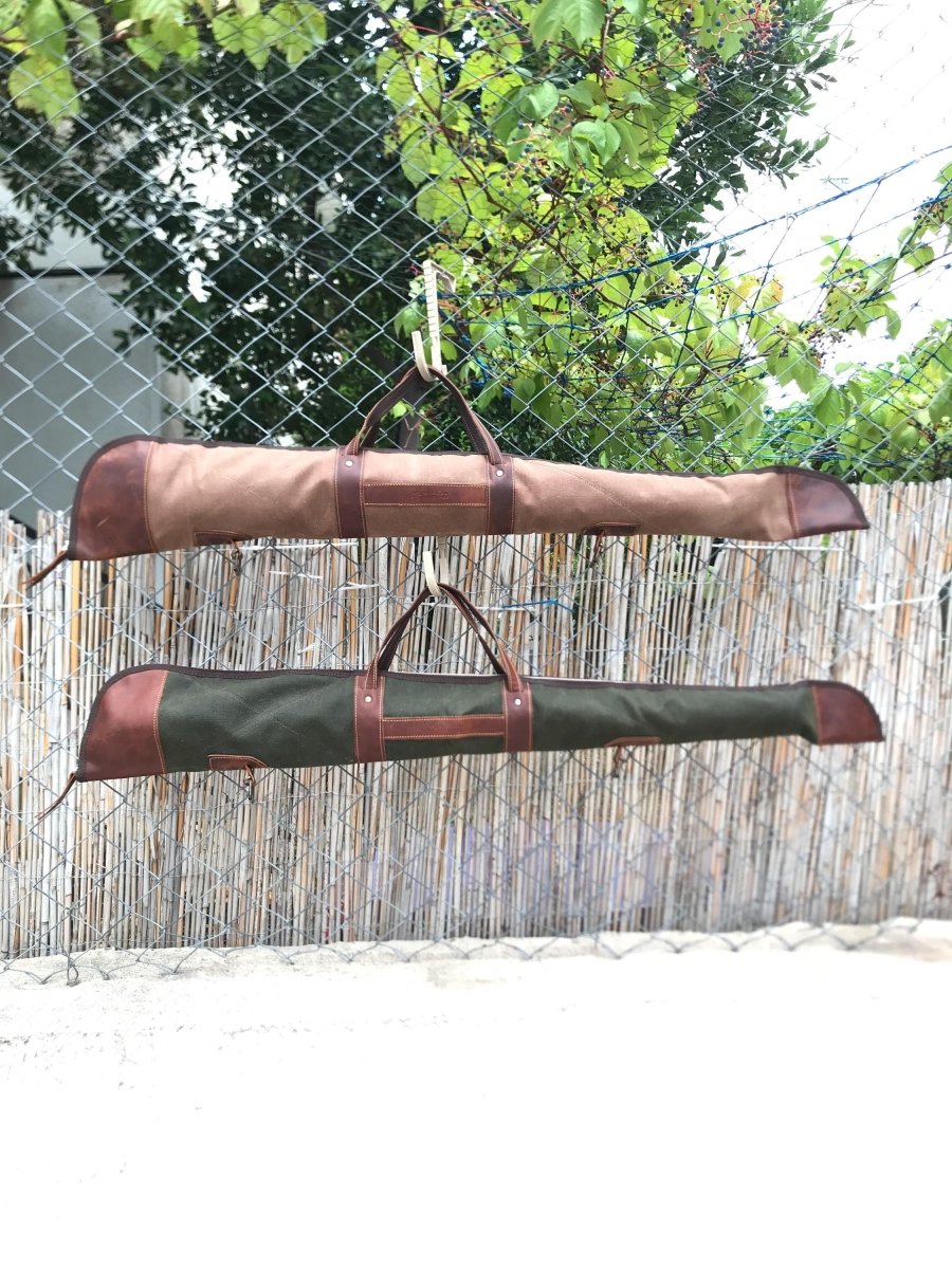 40 inch to 60 inch | Handmade | Green-Brown Colour | Shotgun Case | Rifle Case | Rifle Bag | Shotgun Bag | Rifle Bag |Wax Camvas | Hunting | Personalization Rifle - Shotgun bag 99percenthandmade
