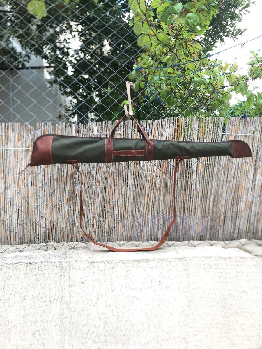 40 inch to 60 inch | Handmade | Green-Brown Colour | Shotgun Case | Rifle Case | Rifle Bag | Shotgun Bag | Rifle Bag |Wax Camvas | Hunting | Personalization Rifle - Shotgun bag 99percenthandmade