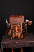 Leather Backpack Suitable For 2 Laptop with detachable waist belt 99percenthandmade