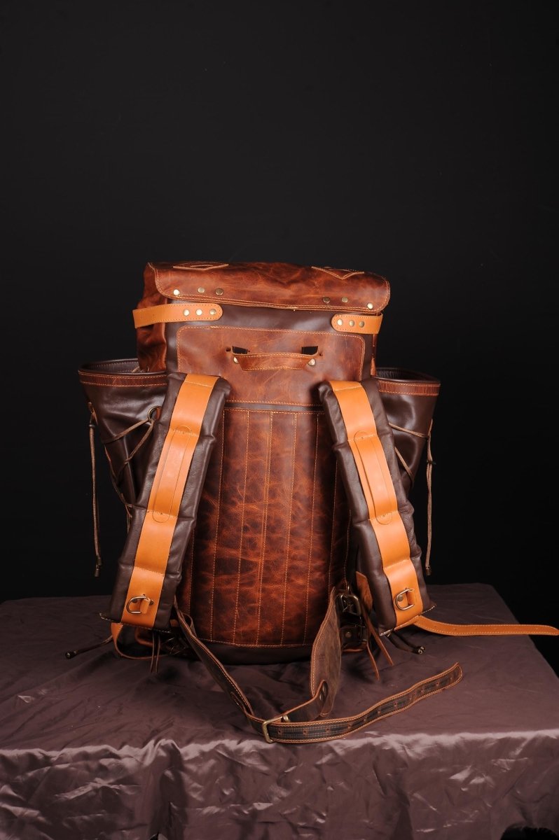 Leather Backpack Suitable For 2 Laptop with detachable waist belt 99percenthandmade