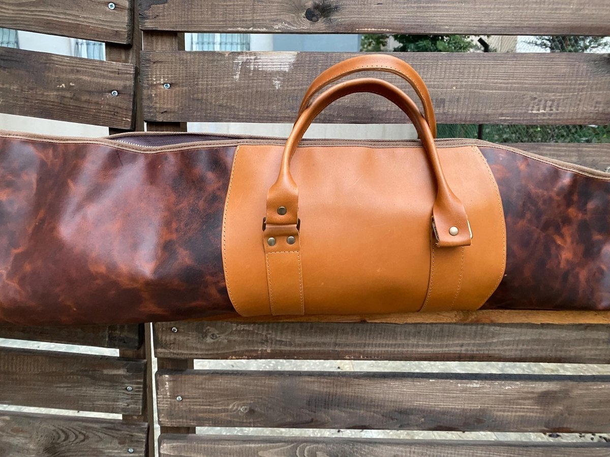 Handmade | Brown-Tan Leather Shotgun Case | Leather Rifle Case | Shotgun Bag | Rifle Bag | Hunting | Shotgun | Gun case | Personalization 99percenthandmade