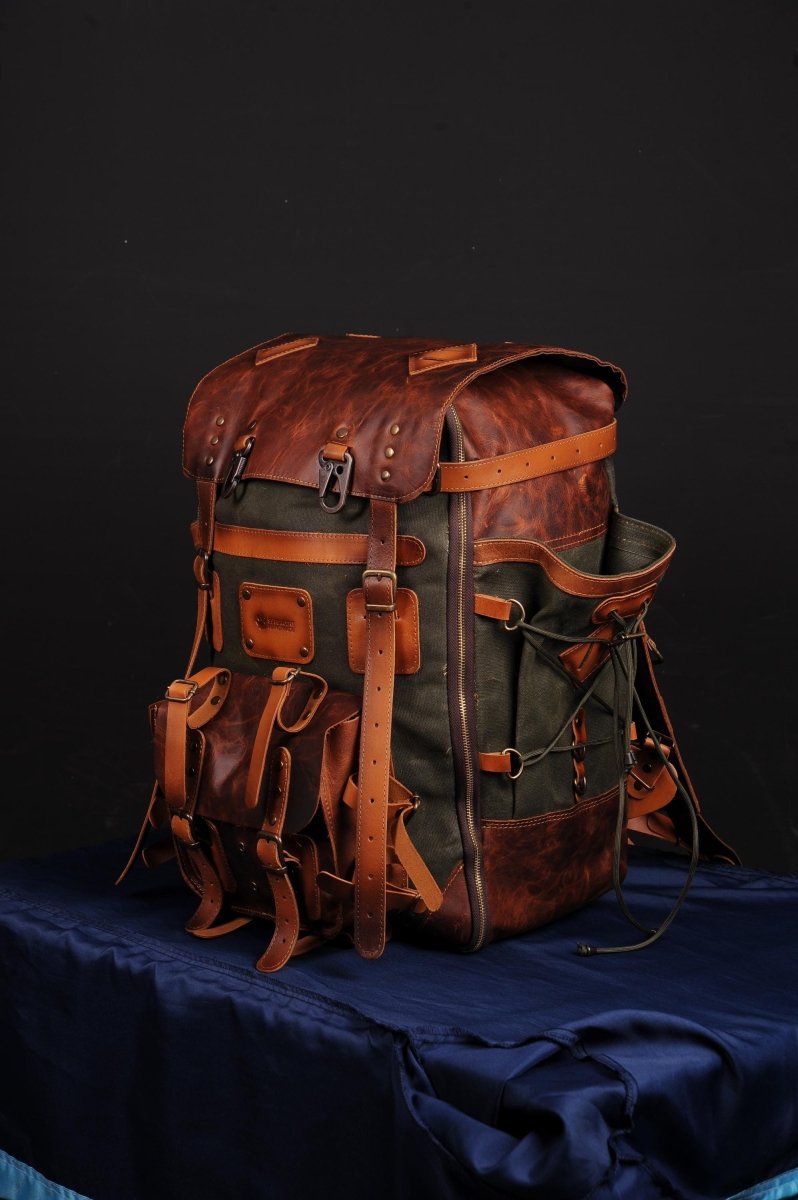 Camera Backpack | Handmade Leather, Waxed Backpack for Travel, City, Daypack,