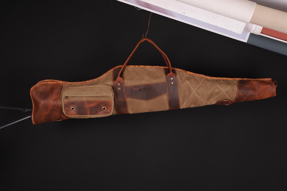 Green-Brown-Black | Shotgun-Rifle Case | Waxed Canvas | Hunting | Personalization 99percenthandmade