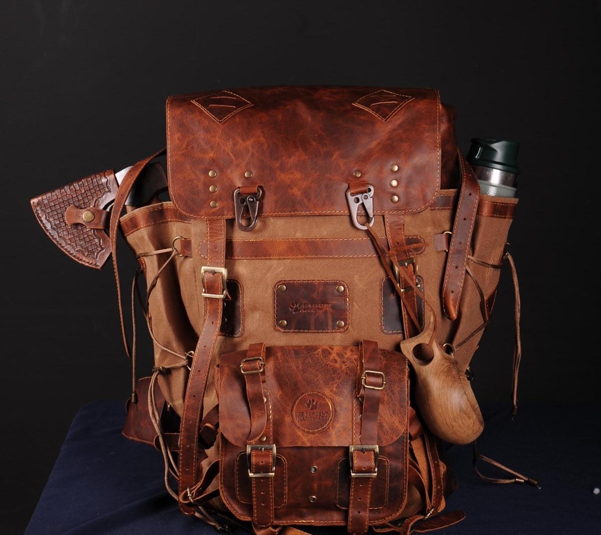 Limited | Double Stitching | Camping Backpack | Bushcraft Backpack | Hiking backpack | Leather Backpack | 25L to 45L | Personalization 99percenthandmade