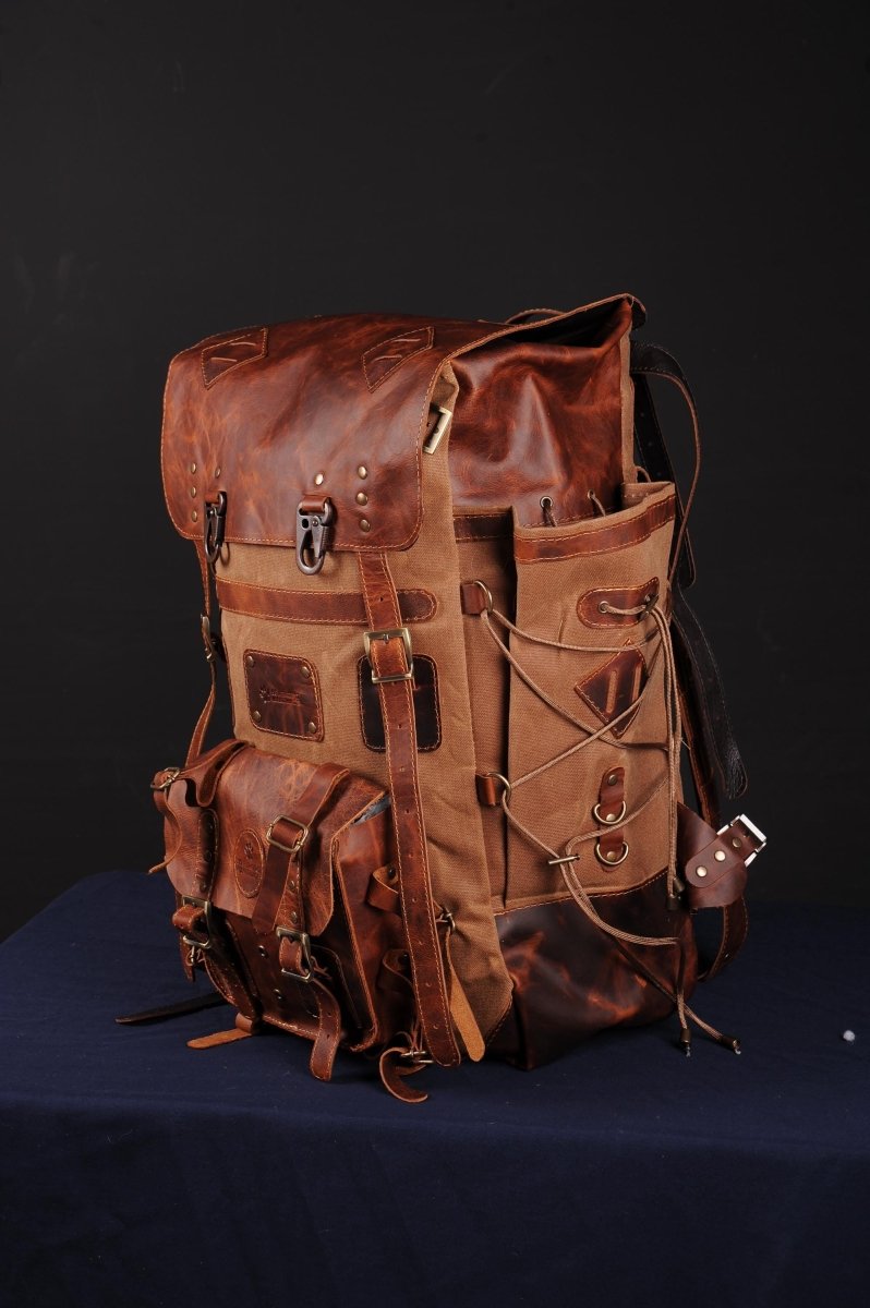 Limited | Double Stitching | Camping Backpack | Bushcraft Backpack | Hiking backpack | Leather Backpack | 25L to 45L | Personalization 99percenthandmade