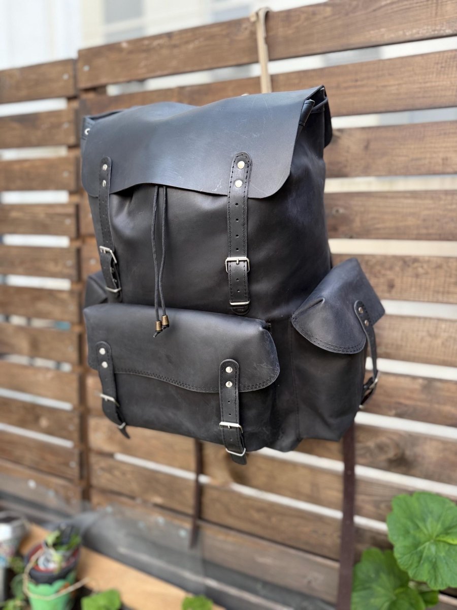 Handmade Full-Grain Leather Travel & Laptop Backpack