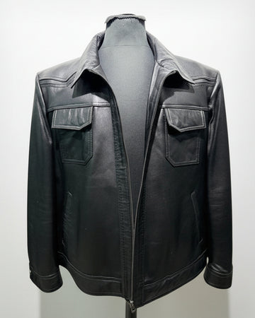 Handmade Genuine Leather Jacket, Black Classic Style, Custom Fit 99percenthandmade