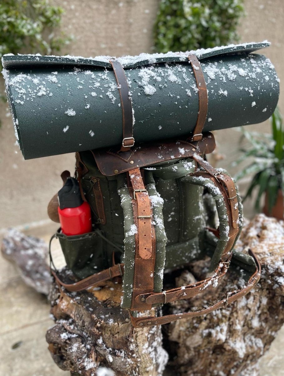 30L to 80L size | Camping Backpack-Survival Backpack | Handmade Leather and Canvas 99percenthandmade
