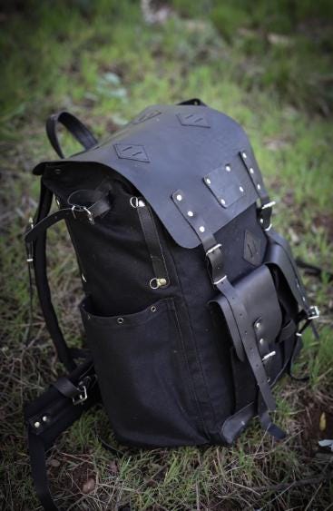 30L to 80L size | Camping Backpack-Survival Backpack | Handmade Leather and Canvas 99percenthandmade