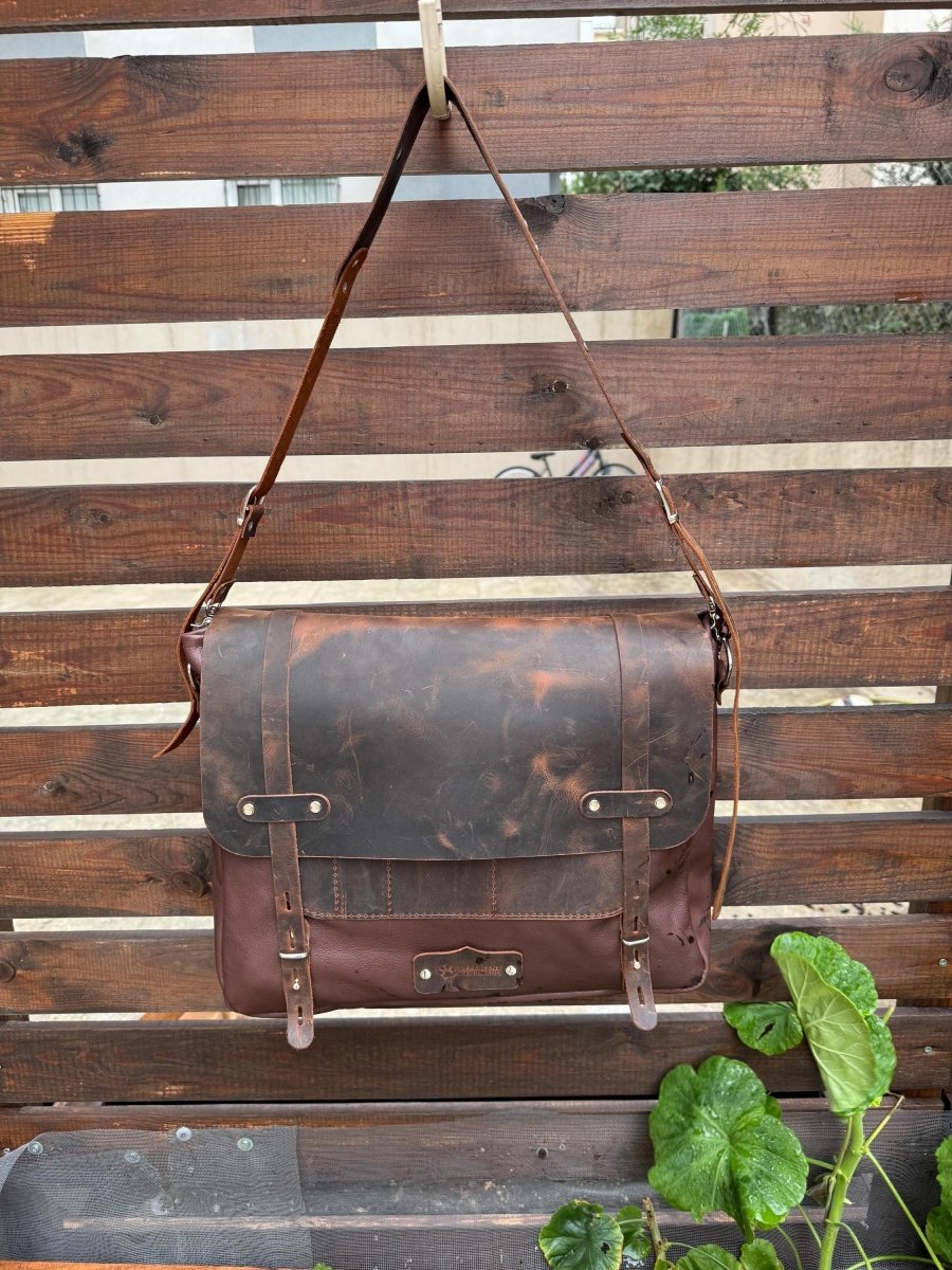 Handmade Messenger bag, Laptop Bag | Black - Brown - Green Options 99percenthandmade