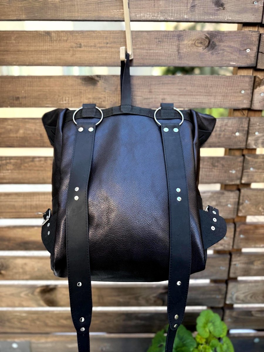 black leather roll down backpack Limited | Handmade Leather Rolltop Backpack | Laptop Backpack