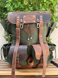 Camping Backpack | Leather & Waxed Canvas Backpack | Bushcraft, Hiking, Travel | 30L to 80L | Personalization Available - 99percenthandmade - 99percenthandmade - 30 L - Green - 