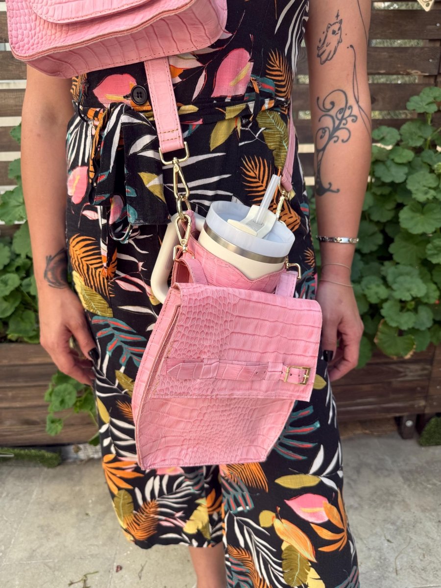 Handmade Leather Stanley Thermos Holder & Bottle Sling Set | Adjustable Dual Drink Carriers with Phone & Wallet Pouches | Universal Fit Thermos Bag Collection. 99percenthandmade