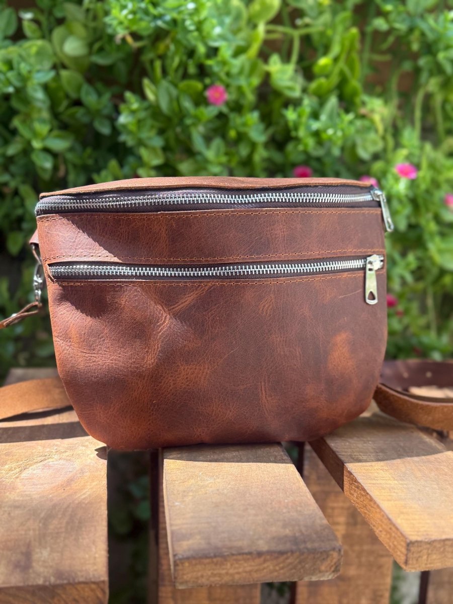 Black - Brown - Green |Handmade Leather Crossbody Sling Bag for Men | Grain Leather Fanny Pack | Chest Bag | Adjustable Strap Waist Belt Bag - 99percenthandmade - 99percenthandmade - Black - Medium - 