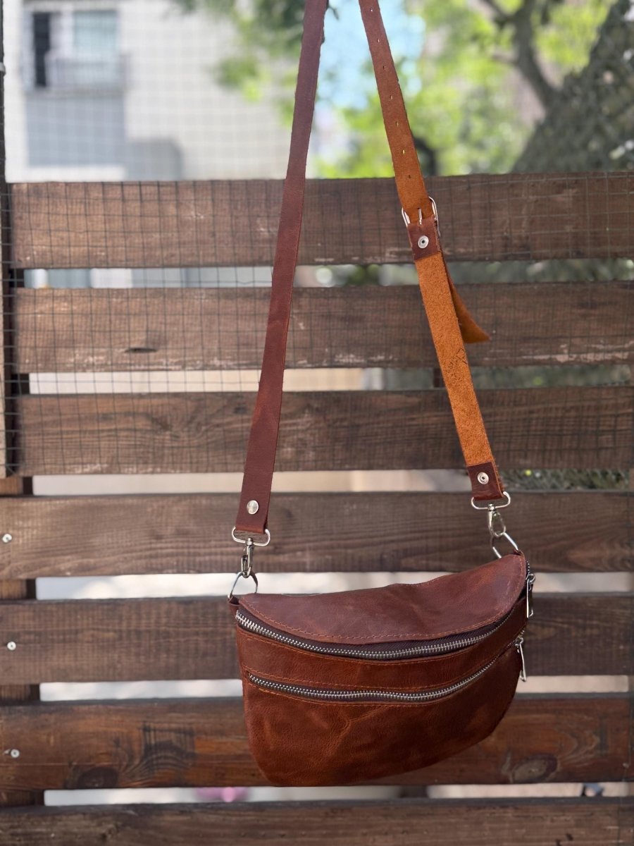 Black - Brown - Green |Handmade Leather Crossbody Sling Bag for Men | Grain Leather Fanny Pack | Chest Bag | Adjustable Strap Waist Belt Bag - 99percenthandmade - 99percenthandmade - Black - Medium - 