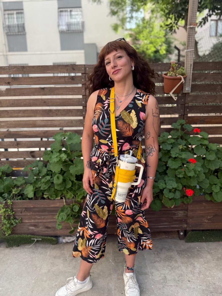 Handmade Leather Stanley Thermos Holder & Bottle Sling Set | Adjustable Dual Drink Carriers with Phone & Wallet Pouches | Universal Fit Thermos Bag Collection. 99percenthandmade