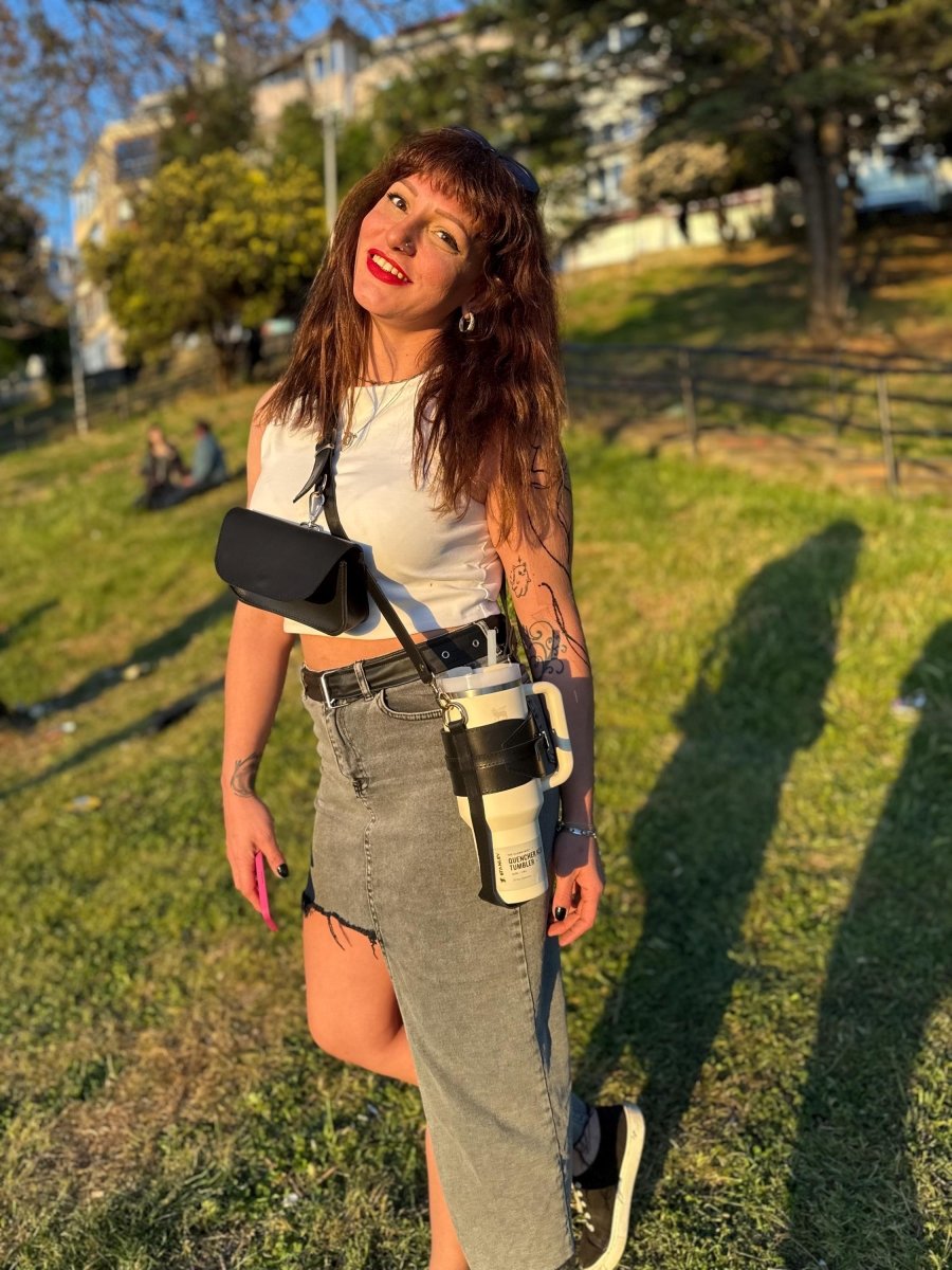 Handmade Leather Stanley Thermos Holder & Bottle Sling Set | Adjustable Dual Drink Carriers with Phone & Wallet Pouches | Universal Fit Thermos Bag Collection. 99percenthandmade