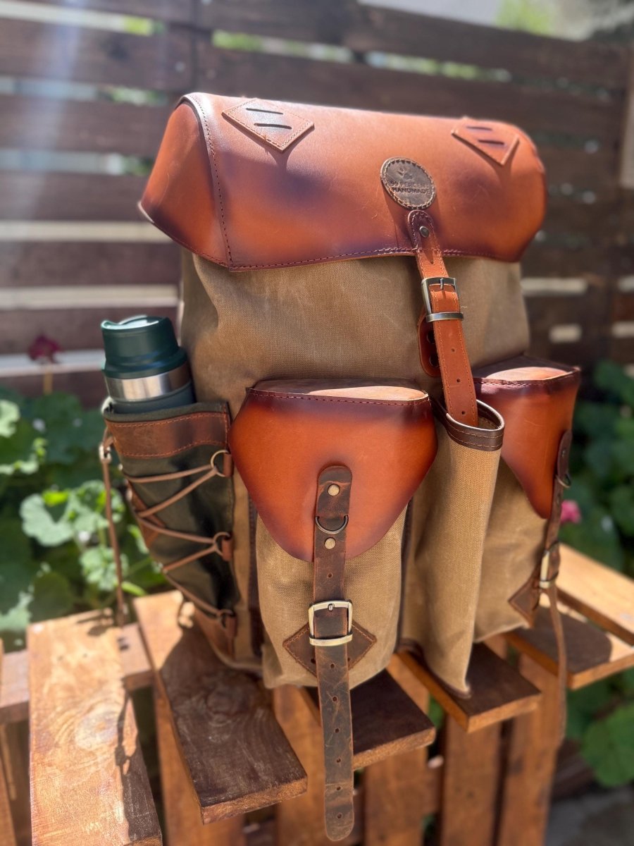 200 USD Discount | Personalized Backpack Experience | Handmade Leather & Canvas Bushcraft Rucksack | Custom Travel Pack for Him 99percenthandmade