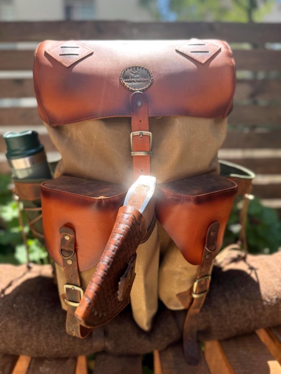 200 USD Discount | Personalized Backpack Experience | Handmade Leather & Canvas Bushcraft Rucksack | Custom Travel Pack for Him 99percenthandmade