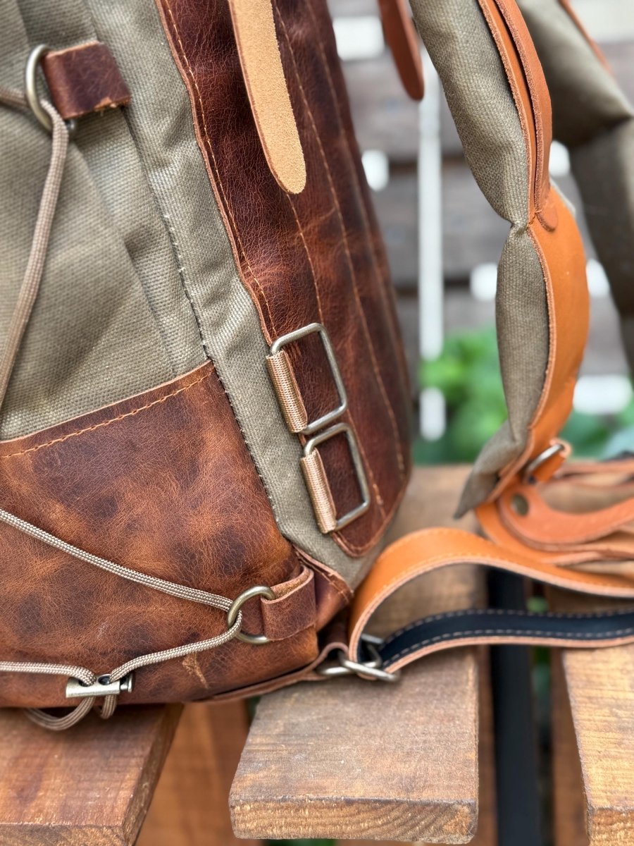 Custom Handmade Leather Canvas Laptop Backpack, Designed for Work and Travel 99percenthandmade
