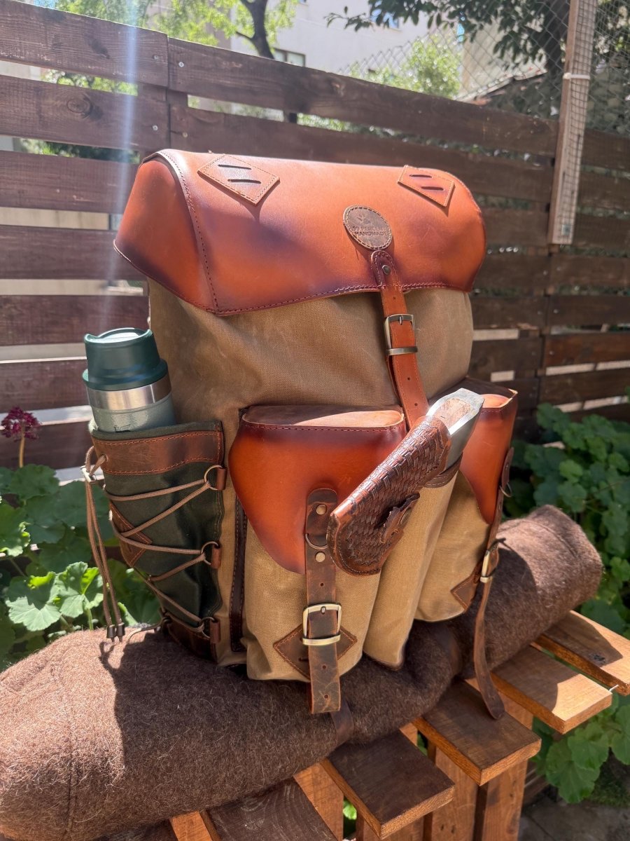 200 USD Discount | Personalized Backpack Experience | Handmade Leather & Canvas Bushcraft Rucksack | Custom Travel Pack for Him 99percenthandmade