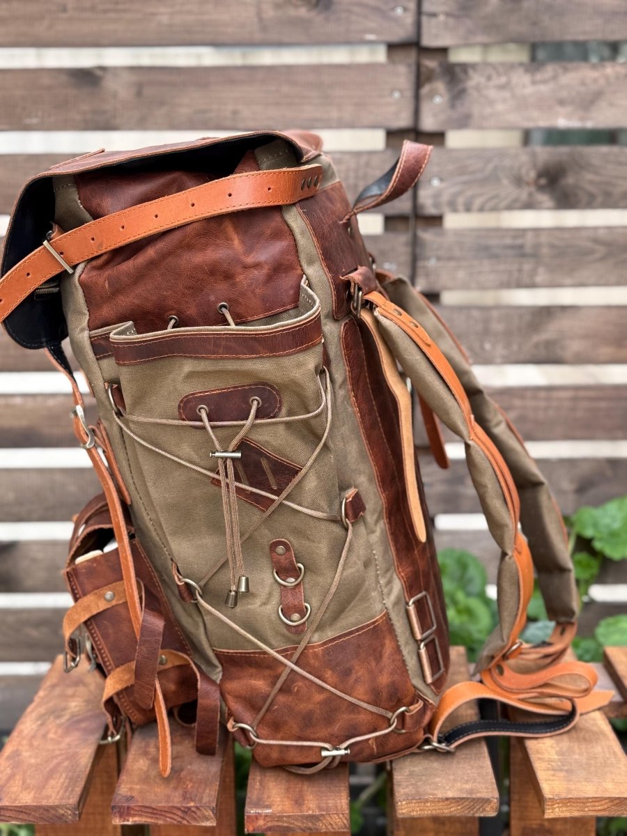 Custom Handmade Leather Canvas Laptop Backpack, Designed for Work and Travel 99percenthandmade