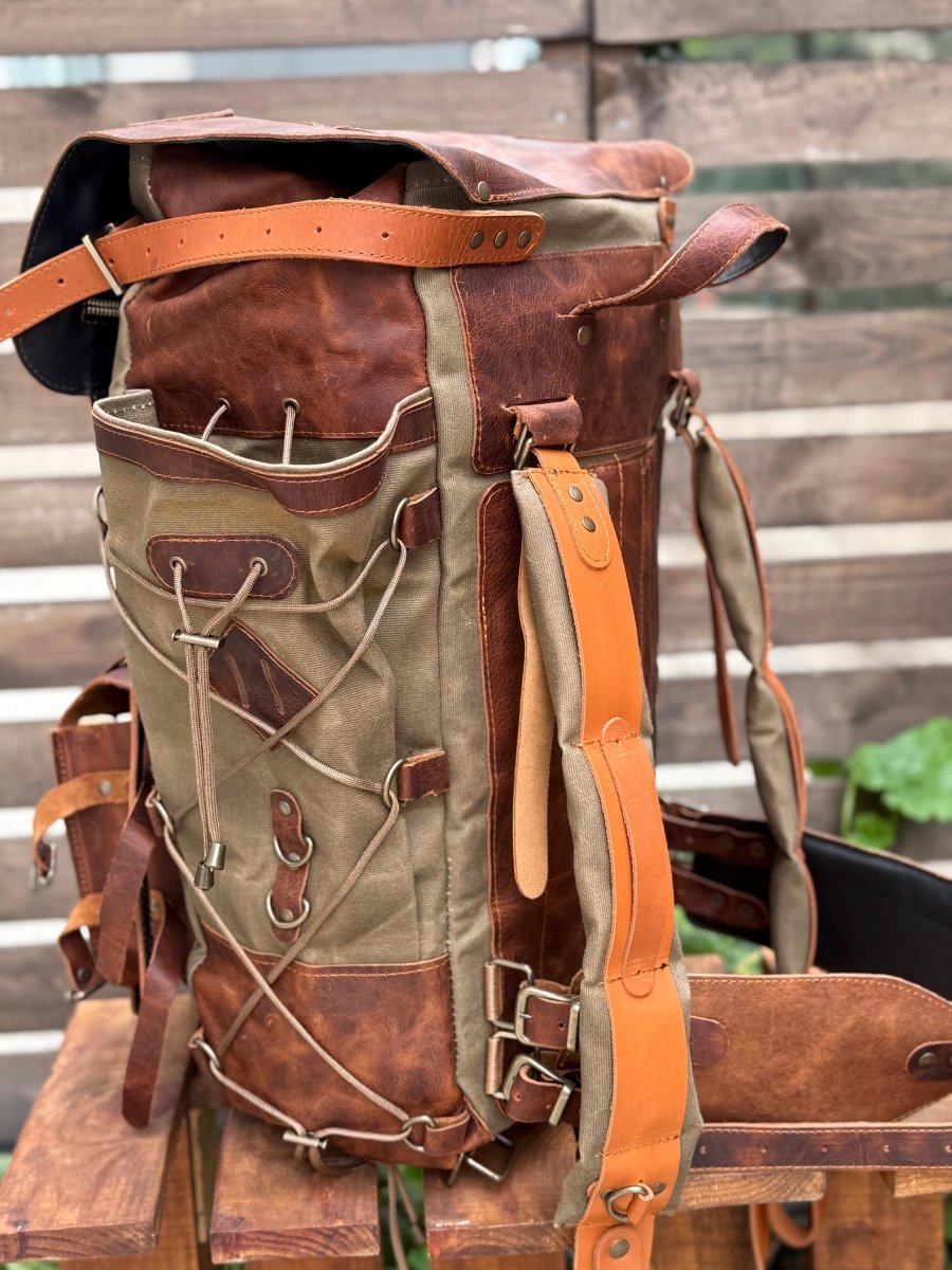Custom Handmade Leather Canvas Laptop Backpack, Designed for Work and Travel 99percenthandmade