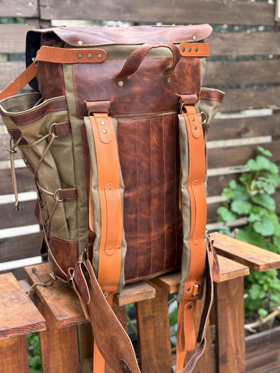 Custom Handmade Leather Canvas Laptop Backpack, Designed for Work and Travel 99percenthandmade