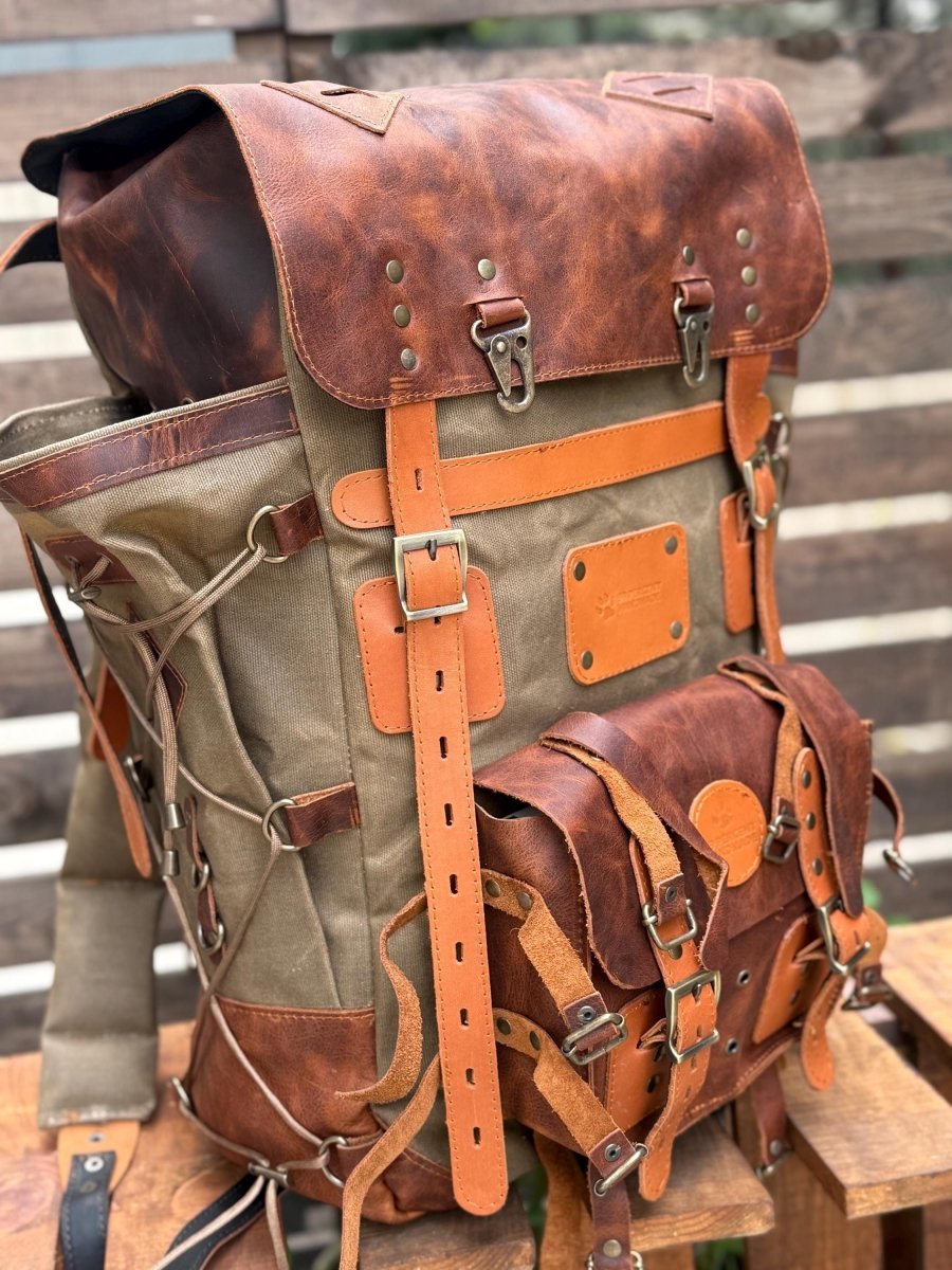 Custom Handmade Leather Canvas Laptop Backpack, Designed for Work and Travel 99percenthandmade