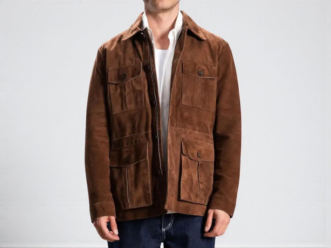 Custom Handmade Suede Leather Jacket – XS to 8XL – Brown – Bespoke Tailored Men’s Coat – Personalized Genuine Leather - 99percenthandmade - 99percenthandmade - XS Letter size - Brown - 